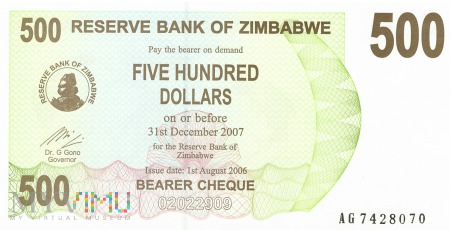 Zimbabwe - 500 dolarów (2006)