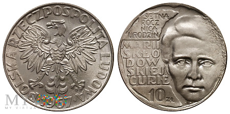 Duże zdjęcie 10 złotych, 1967, Maria Skłodowska-Curie