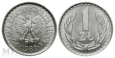 Duże zdjęcie 1 złoty, 1982, odmiana B1