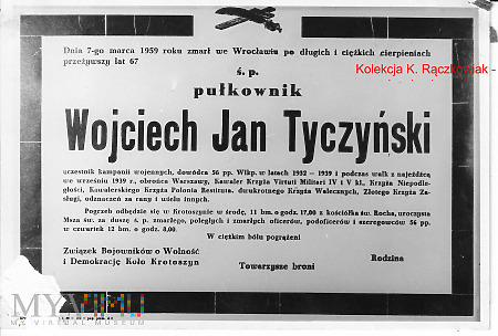 Płk W.J. Tyczyński 56 pp Krotoszyn - nekrolog