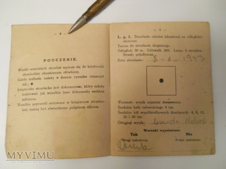 Książeczka strzelania R.K.M. oraz L.K.M. 1926