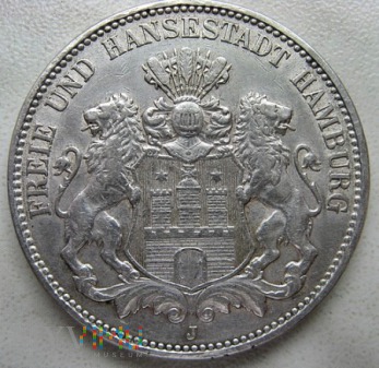 3 marki 1910 r. Niemcy (Cesarstwo) Hamburg