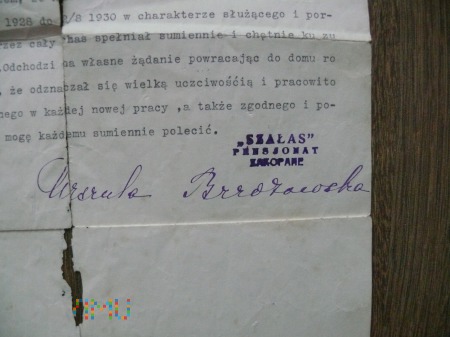 Referencje z pensjonatu Szałas Zakopane 1930