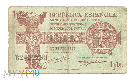 Hiszpania - 1 peseta 1937r.