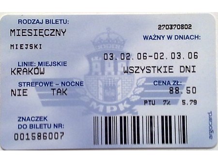 Bilet MPK Kraków 70