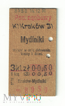 Bilet Kraków- Mydlniki 1939