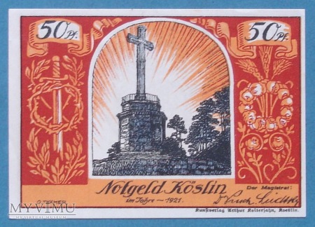 50 Pfennig 1921 r - Köslin - Koszalin