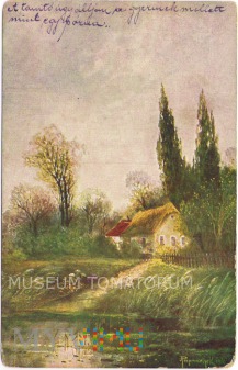 Widok wiejski nad jeziorem - 1921