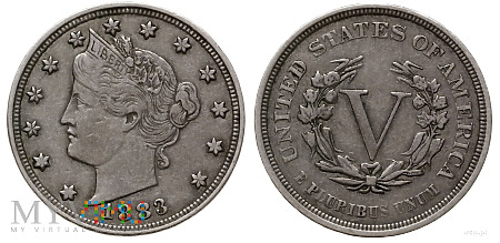 Duże zdjęcie 5 centów, 1883, moneta obiegowa