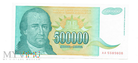 Jugosławia - 500 tys. dinarów, 1993r.