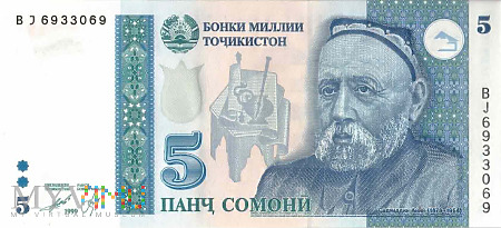 Tadżykistan - 5 somoni (1999)