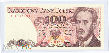 100 złotych Ludwik Waryński 1988 r.