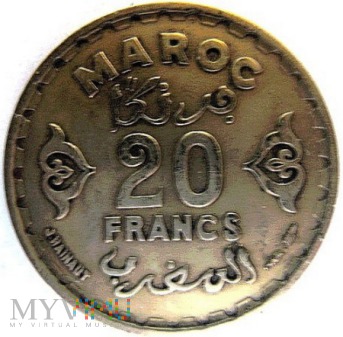 Duże zdjęcie 20 franków 1952 r. Maroko (1371)