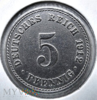 5 fenigówi 1912 r. Niemcy (Cesarstwo)