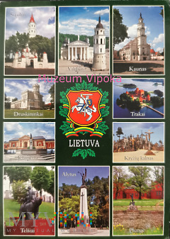Duże zdjęcie Herb Litwy na zielonolistnym tle (multi)