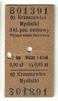 Bilet Krzeszowice - Mydlniki 1939