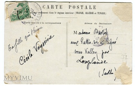Noworoczne kocisko i dziewczynka pocztówka France