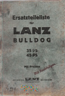 Lanz-Bulldog 35 und 45PS - Ersatzteileliste