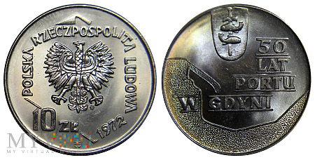 Duże zdjęcie 10 złotych, 1972, 50 Lat Portu w Gdyni