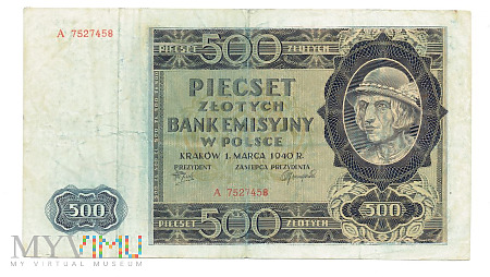 Polska - 500 złotych 1940r.