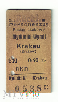 Bilet Mydlniki Wymijalnia - Krakau 1940