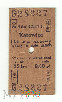 Bilet Jaworzno Szczakowa - Katowice 1967