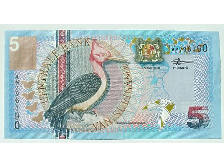 Surinam- 5 Guldenów Surinamskicg UNC