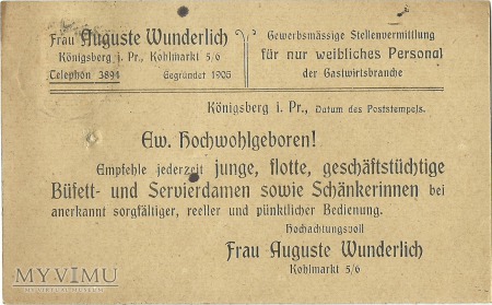 Auguste Wunderlich Konigsberg 1922 r.
