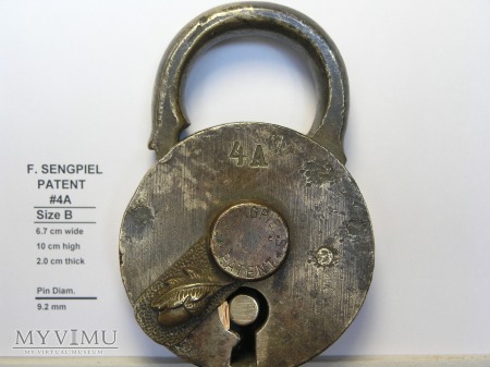 F. Sengpiel Brass Patent Padlock, #4A - Size 