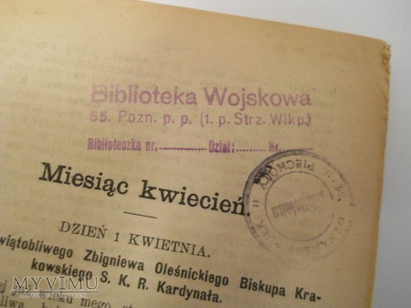 Książka z Biblioteki Wojskowej 55p.p. Poznańskiego