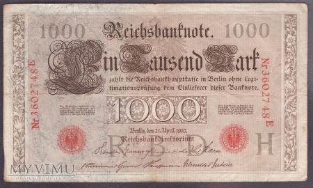 Niemcy, 1000 marek 1910r. Ser.E