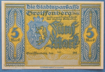 5 Mark 1920 r - Greiffenberg - Gryfow Sl