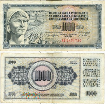 Jugosławia, 1000 dinarów 1974r