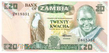 Duże zdjęcie Zambia - 20 kwacha (1988)
