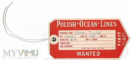 Duże zdjęcie Etykiety bagażowe MS Orneta 1962