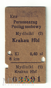 Bilet Mydlniki - Krakau Hbf 1940
