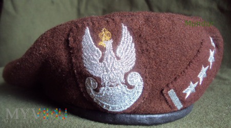 Brązowy beret obrony terytorialnej - kapitan
