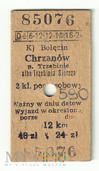 Bilet Bolęcin - Chrzanów albo Trzebinia Siersza