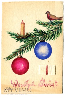1971 Wesołych Świąt pocztówka wykonana ręcznie