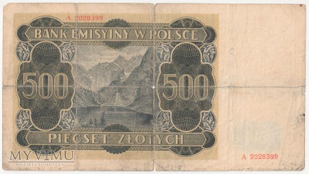 500 złotych 1 marca 1940 rok seria A