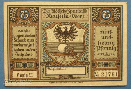 75 Pfennig 1922 r - Neusalz ( Oder ) - Nowa Sol