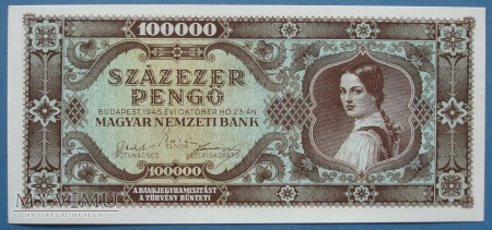 100000 Pengo 1945 r- Wegry
