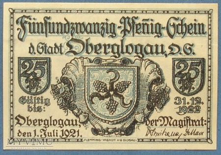 25 Pfennig 1921 r - Oberglogau - Glogowek