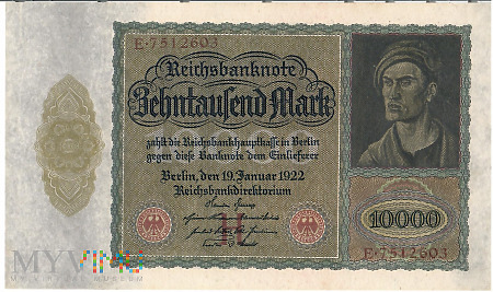 Reichsbanknote 10000 Mark 19.01.1922