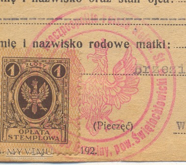 Dokument urodzenia Brzeziny Śl. 1928