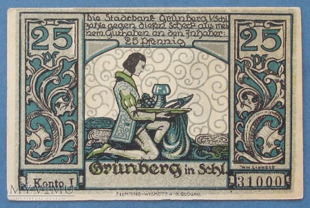 25 pfennig 1921 r - Grünberg Schl. - Zielona Gora