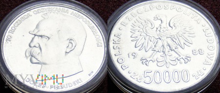 Duże zdjęcie 50000 zł Piłsudski 1988 Ag srebro