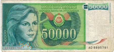 JUGOSŁAWIA 50000 DINARA 1988