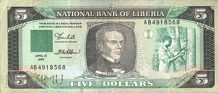 Liberia - 5 dolarów (1989)