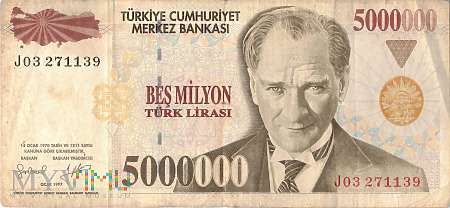 Turcja - 5 000 000 lir (1997)